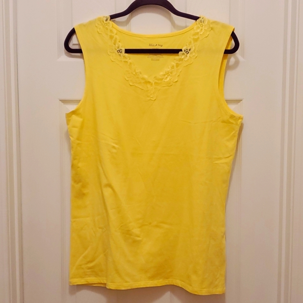 White Stag Yellow Tank Top 🌻 Lace Neck XXL